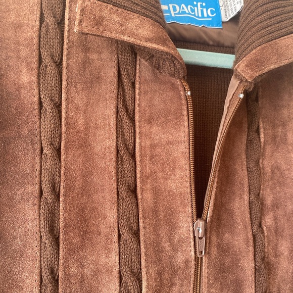 Brown leather and knit jacket - Picture 3 of 4